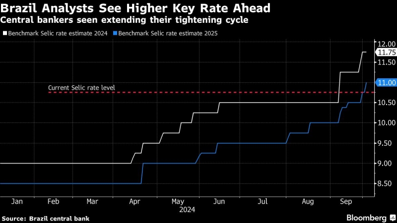 Brazil Analysts Lift Interest Rate Forecasts as Inflation Picks Up